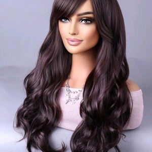 LydiaMFashions Wavy Curly Hair Wig - Dark Pink